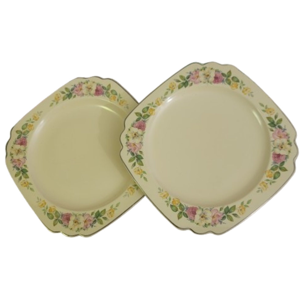 Vintage Homer Laughlin Queen Esther Floral Luncheon Plates Set of 2 USA